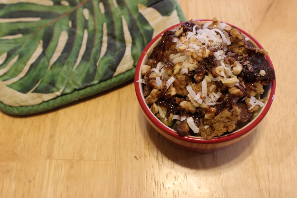 Microwave bread pudding