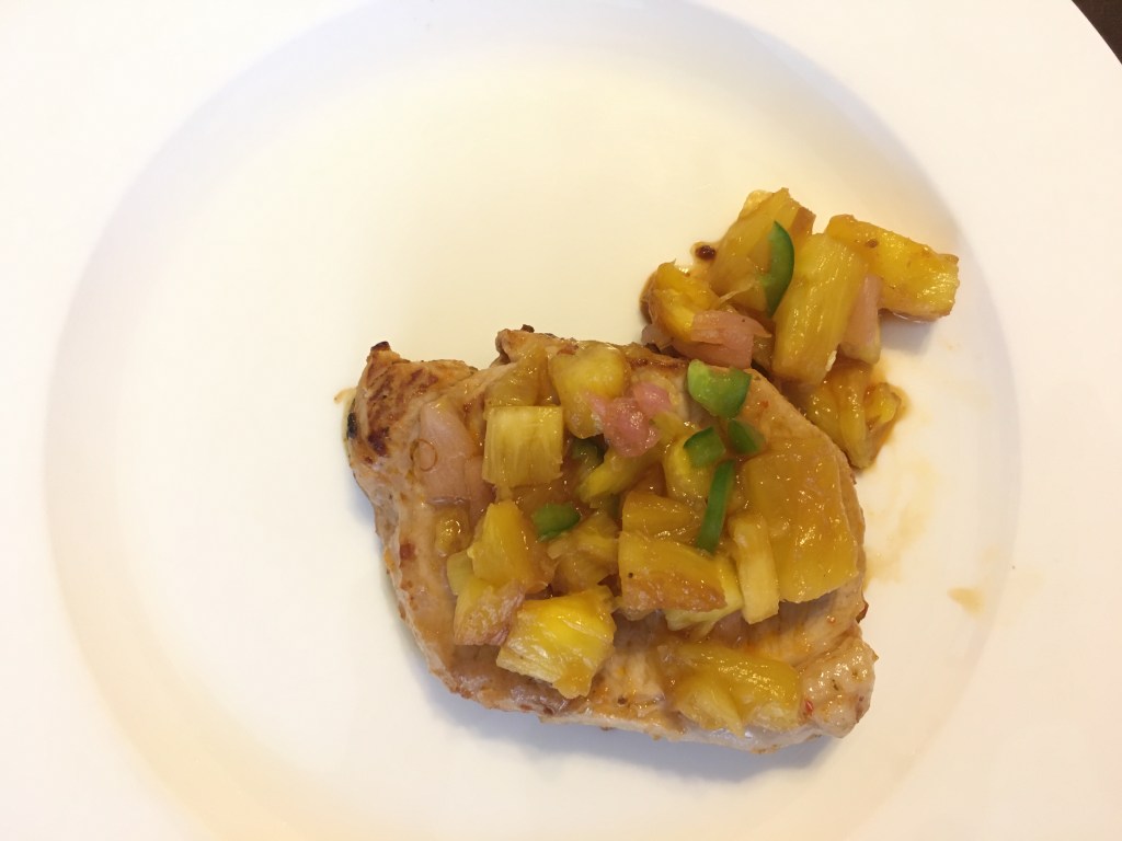 Pan grilled pork with pineapple salsa 